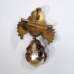 Henry Perichon Baroque Pearl Rhinestone Dangle Brooch Pendant France 1950s-1960s