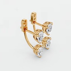 Front Back Drop Jacket Earrings Pear Cut Lab Grown Diamond Prong Setting