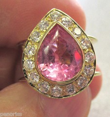 Beautiful Estate 18k Gold Pink Tourmaline & Diamond Ring size 4.5 Make offer