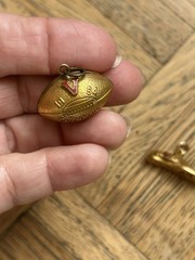 x2 Vintage 1954 Football Champions Coach Charm + Champion Cleat Shoe Gold Filled