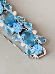 Vintage Verified JULIANA Clamper Bracelet Brooch Earrings Blue Givre Glass
