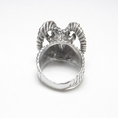 Sterling Silver Estate Detailed Ram With Large Horns Aries Statement Ring