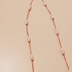 Authentic Vintage Trifari Gold White Milk Glass Bead 22″ Matinee Necklace T Tag