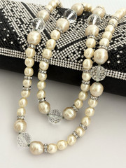 Vintage YSL Yves Saint Laurent Necklace Long Opera Faux Baroque Pearl Choker