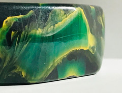Vintage Blue Moon Bakelite Bangle Geometric Faceted Hexagon Marbled Green Rare