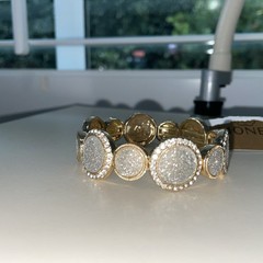 Monet Bracelet Rhinestone Clear Gold Tone Expandable Signed M With Stone NWT New