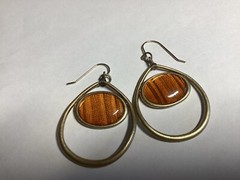 Lauren Conrad LC Orange Oval Cabuchons Gold Tone Earrings & Necklace Set Vtg FS