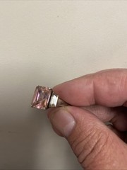 925 Sterling Silver Faceted Pink Topaz Shiny Cocktail Ring Sz 8.75