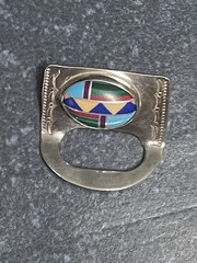 Vtg Ben Chavez Multi-stone Mosaic Sterling Eyeglass Holder Pin/Brooch N/A Navajo