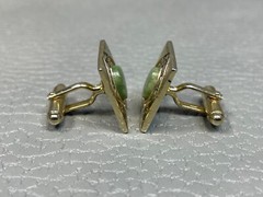 Vintage Jade King’s Crown Yellow Gold Plated Cuff Links
