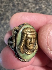 1920s Antique Egyptian Revival Czech Glass Pharaoh Ring Neiger Style Sz 5