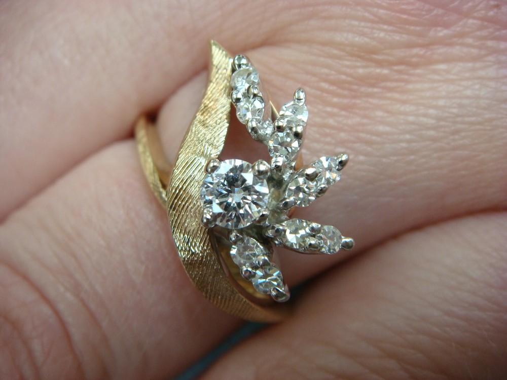 ANTIQUE LADIES FREE STYLE RING VERY CLEAN EUROPIAN CUT DIAMOND 3.7 GRAMS SIZE 6