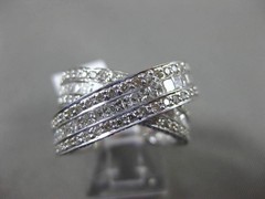 ESTATE LARGE 3.51CT DIAMOND 14KT WHITE GOLD 3D ROUND & PRINCESS CUT X LOVE RING