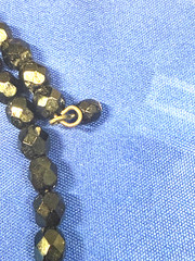 Vintage Jet Black Glass 15″ Wire Choker + Pendant – Fits all