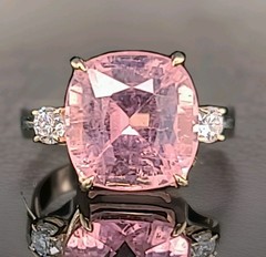 Vintage 14k Yellow Gold Engagement Ring 9.07ct. Natural Pink Tourmaline Cushion