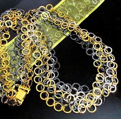 VTG RUNWAY NAPIER LUXE 36″ SWEEPING MULTICHAIN MIXED METAL NECKLACE MODERNIST