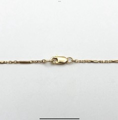 Art Deco Solid 10k Yellow Gold Cable Bar Link Chain Necklace 16in