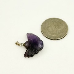 Genuine Amethyst Carved Guardian Angel Lucky Charm Pendant