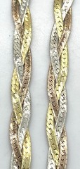 Vintage Sterling Silver / 925 Italy Three Color Braided Chain Necklace 24” Long