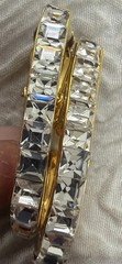 Vintage Gold Plated Baguette Princess Cut Crystal Channel Set 1.5” Clip-on