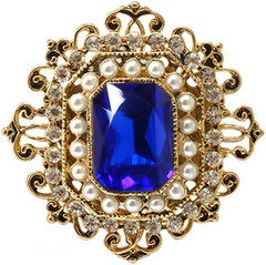 Antique Rhinestone Brooch Pin for Women Girls Gold Tone Vintage Baroque Rectangl