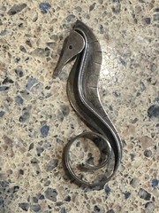 Paul Lobel Vintage Sterling Silver Modernist Distinctive Seahorse Pin Brooch