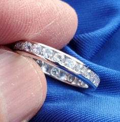 Original EARTH MINED DIAMOND Deco Wedding Band ETERNITY Anniversary Ring S 6.25