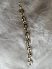 Vintage 925 Sterling Silver Scalloped Open-Link Bracelet