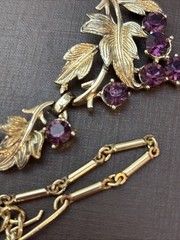 Vintage Coro Pegasus Grape Cluster Necklace Purple Amethyst Rhinestone