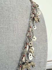 Vintage Silver Tone Cha Cha Statement Necklace, Tribal Charm Necklace Animals