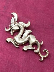 Dragon Brooch Pin Signed MMA Vintage NY Metropolitan Museum of Art Gold Plated
