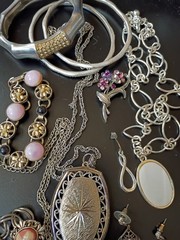 VTG To Now JEWELRY LOT Wearable Curated Mix Silver Tone Bracelets-Earrings++