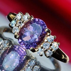 10k yellow gold ring 1.50ct amethyst & Crystal size 6 handmade vintage 2.40gr