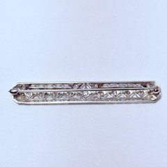 Art Deco 800 Platinum 0.24ctw Old European Diamond 53mm Bar Brooch Pin 4.4g