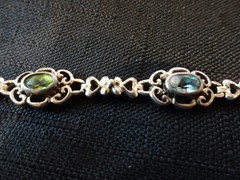 #656–VINTAGE STERLING SILVER HAN-925-BRACELET–6-STONES