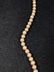 Vintage Ivory Color Glass Faux Pearl Graduated Bead Choker Necklace 15.5 inch