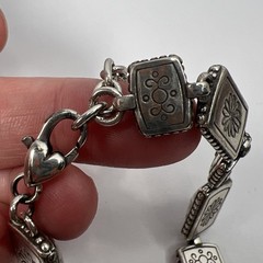 Vintage Brighton Water Lily White Black Flower Retired Silver Bracelet