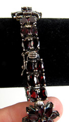 MICHELLE ALBALA 925 Sterling Silver Almandine Garnet Floral Tennis Bracelet 7″