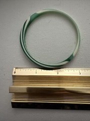 Vintage 1980s Plastic Lucite Bangle Bracelet Marbled Green And White Swirl