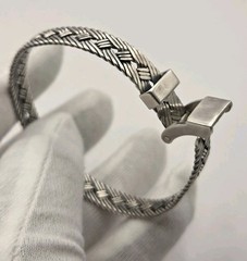 Vintage .925 Sterling Silver Braided Woven Belt Buckle Bracelet 21g