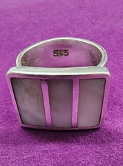 Sterling Silver Mother Of Pearl Ring Solid 14g Vintage Size 8 – 8.5