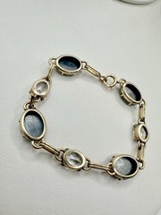 Antique Old VTG Gold Filled Tennis Bracelet White Topaz? Estate Sale Rare Read