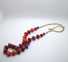 Vintage RJ Graziano lucite bead and goldtone herringbone chain necklace
