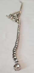 Vintage Rhinestone Statement Necklace Silver Tone Bib Bridal 15.5in