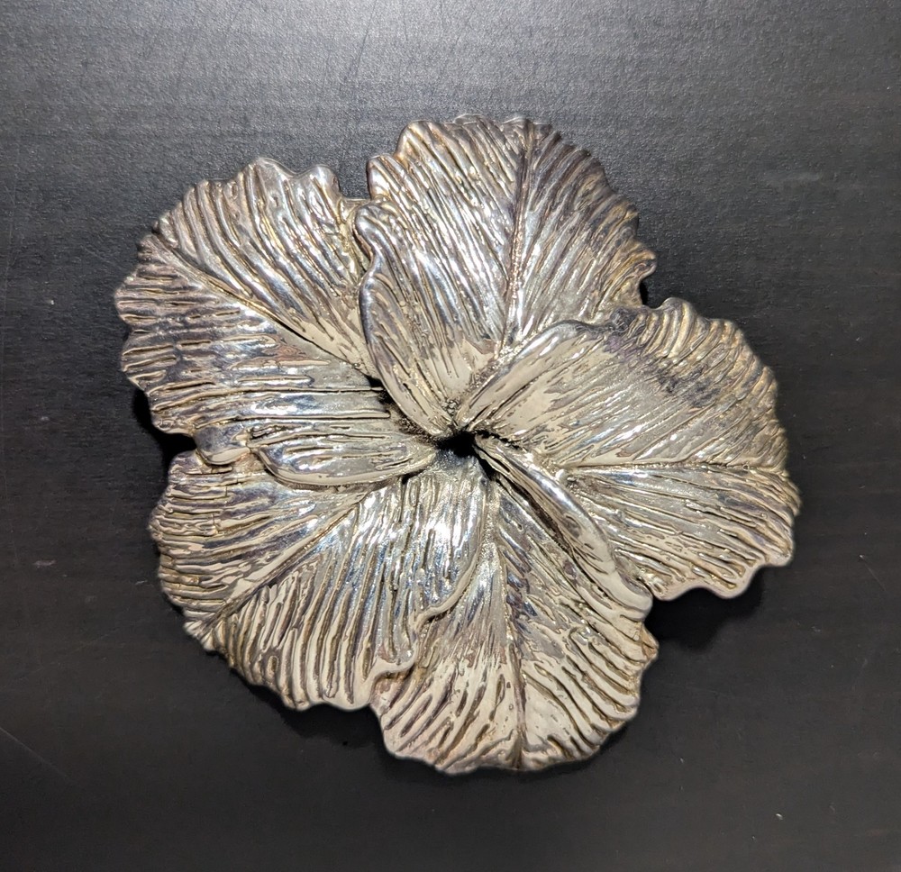 Large Sterling Silver 925 Detailed Flower Brooch Pin Made in Israel Signed 56g