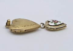 Vintage Locket Lot 4pc Van Dell 14K GF Gold Filled Heart Costume Enamel Pendants