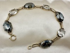 Antique Old VTG Gold Filled Tennis Bracelet White Topaz? Estate Sale Rare Read