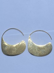 Celine Gold Tone Crescent Shield Hoop Earrings Made in Italy COA 1.5″