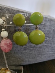 Vintage Earring Lot Pink and Green Clip Ons Screwback Lot of 4 Pairs Earrings