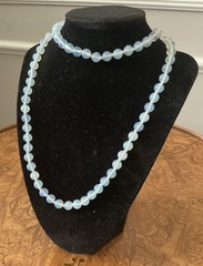 Opaline Opalescent Glass Beaded Vintage Necklace 32” Long